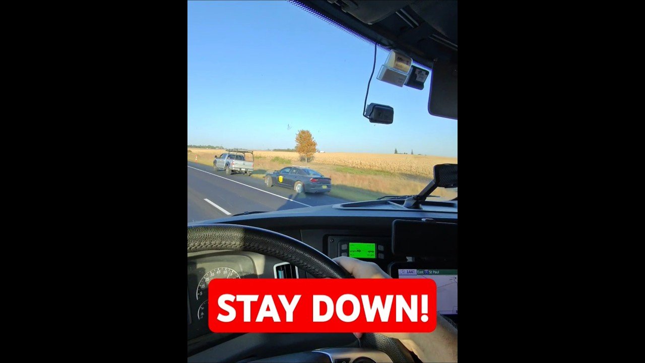 Trucker takes you on a wild ride through a real police shootout on the highway. Stay down and calm!