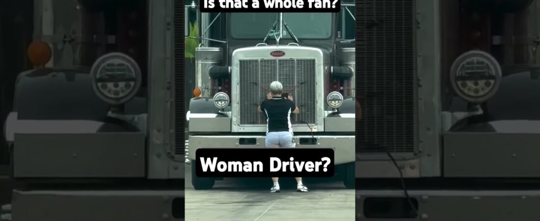 Woman Driver Taped a Fan to the grill of her Custom KW Big Rig. Shame on the mess.