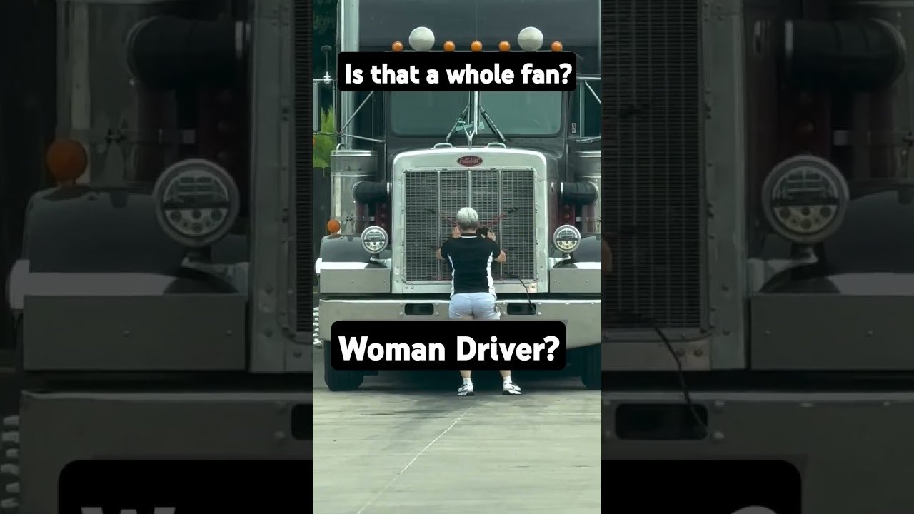 Woman Driver Taped a Fan to the grill of her Custom KW Big Rig. Shame on the mess.