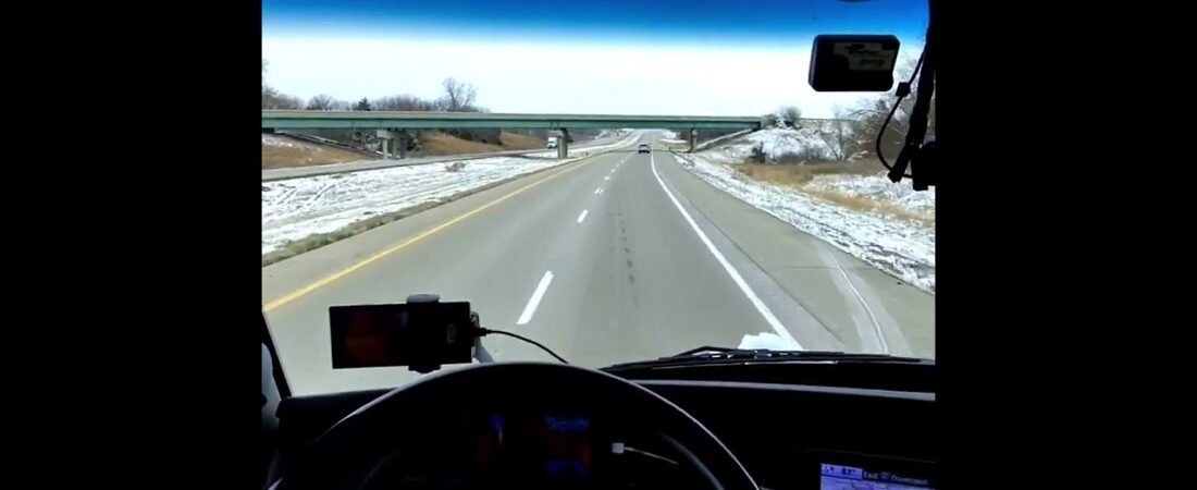 POV ASMR Inside of a Real Semi Truck Driving down the highway fully loaded at full speed. (4)