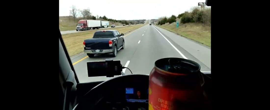 POV ASMR Inside of a Real Semi Truck Driving down the highway fully loaded at full speed. (2)