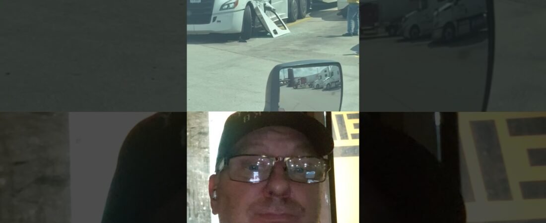 Nobody knows how this truck driver lost his door.