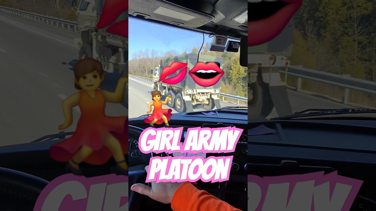 ALL GIRL ARMY PLATOON spotted on the highway preparing for WORLD WAR 3.