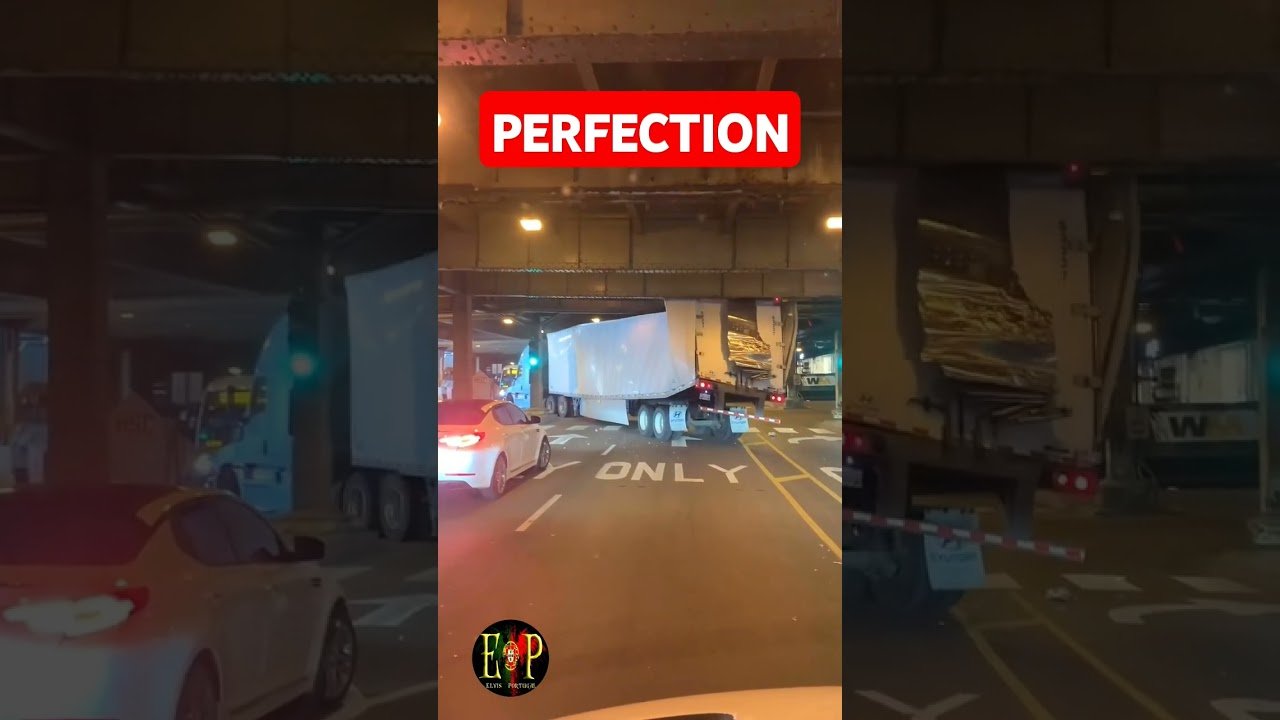 Absolute Perfection by this trucker stuck under the subway. It takes skills to pull this off.