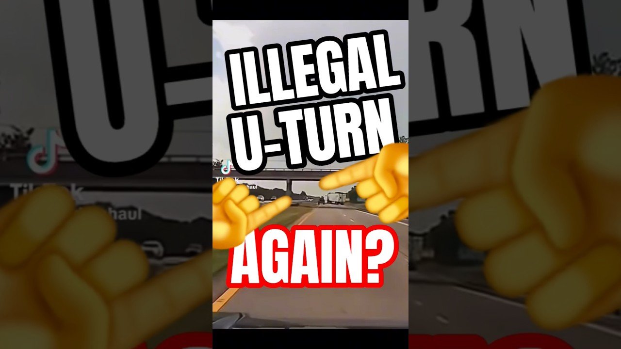 Another Illegal doing an illegal U-Turn in a semi truck on the highway