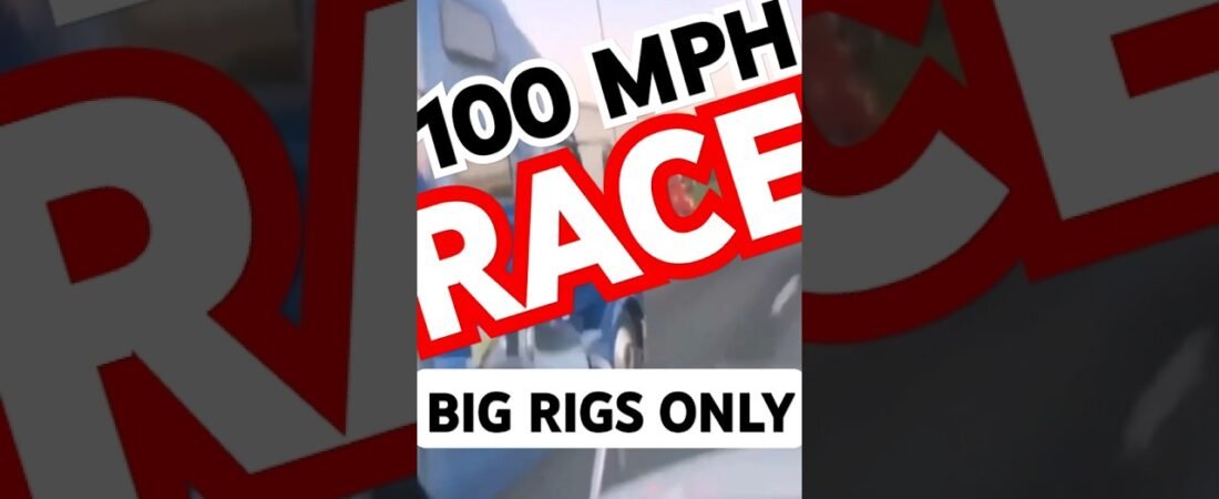 BIG RIGS RACING ON THE HIGHWAY. Passing on the shoulder for the win.