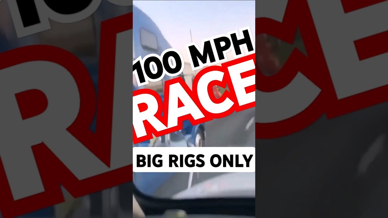 BIG RIGS RACING ON THE HIGHWAY. Passing on the shoulder for the win.