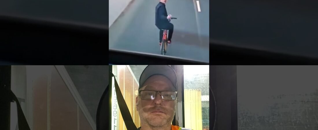 BYCICLE VS BIG RIG! Patience won this battle.