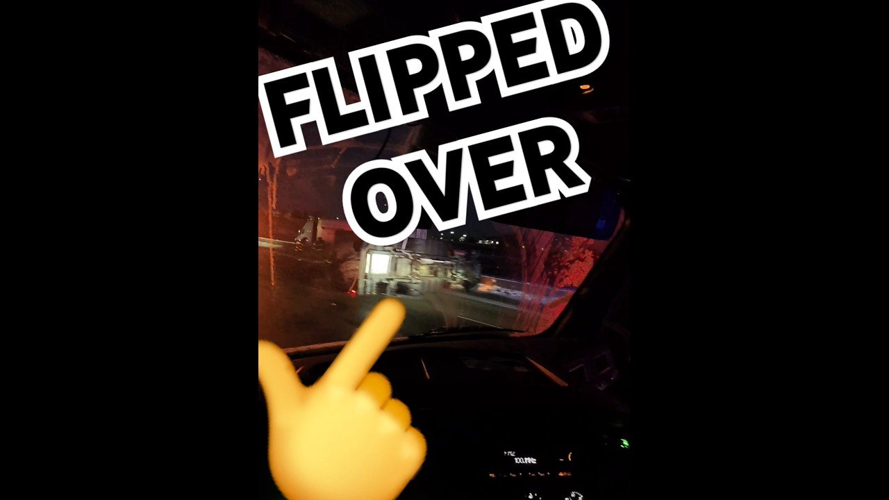 Big Rig Flipped Over on the highway. Ice is real. #trucktuber #truckershorts