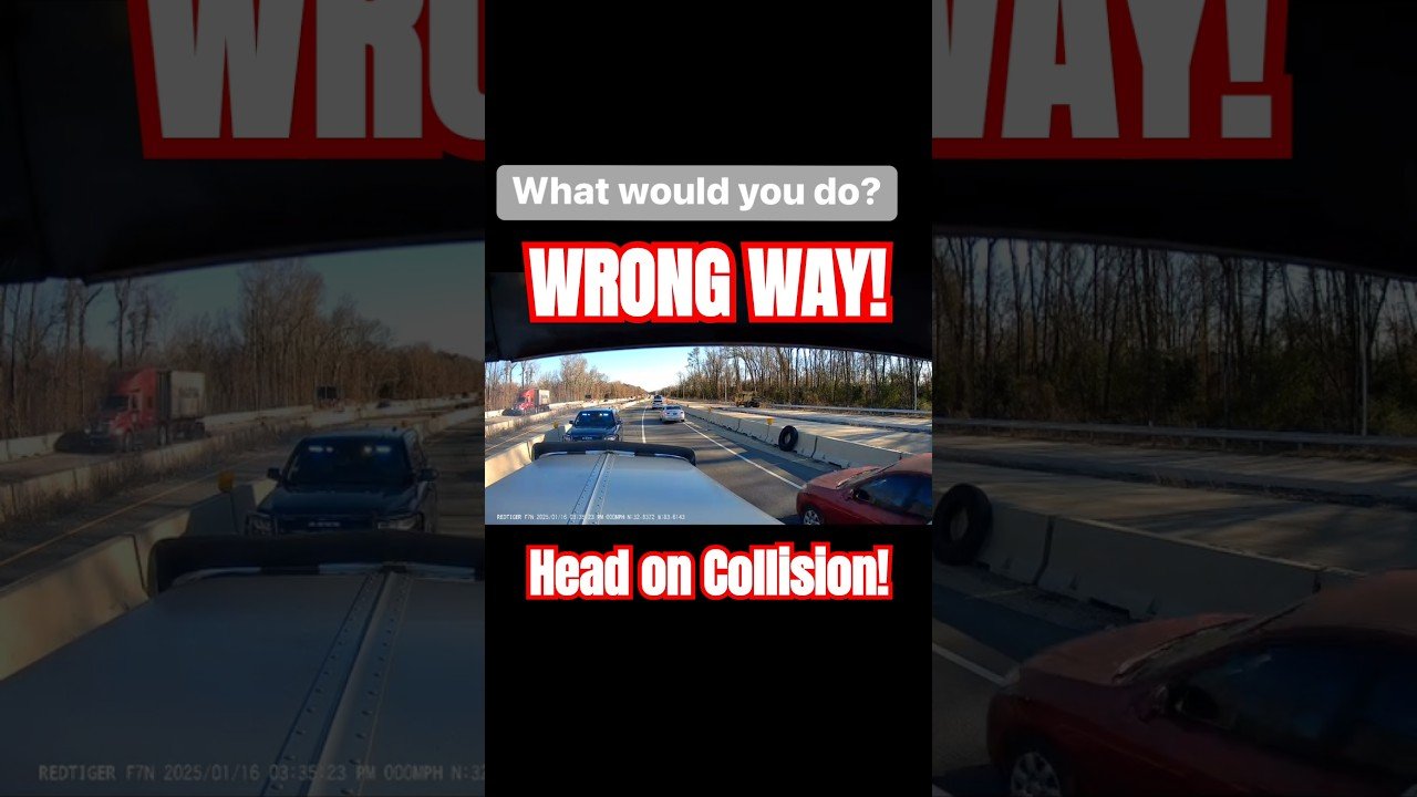 Big Rig Head On Collision with DOT going the wrong way in the highway.