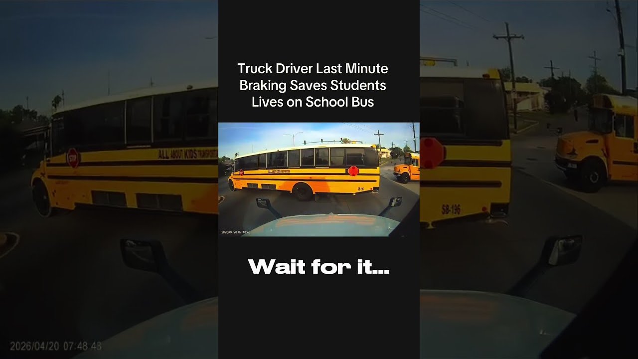 Big Rig VS School Bus full of babies and children.