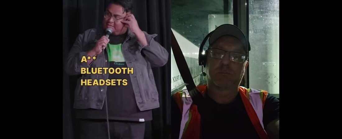 COMEDIAN MAKES FUN OF TRUCKERS WEARING BLUETOOTH HEADSETS.