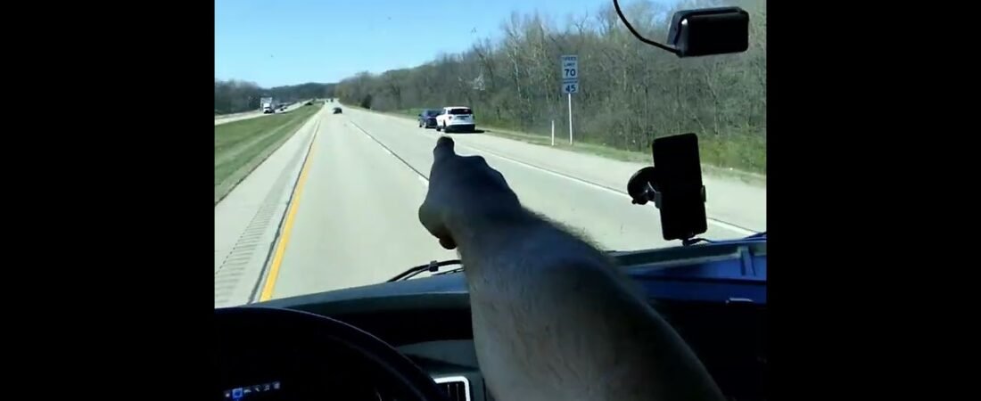 Car Chase on the highway ends right in front of this truck driver. Caught on camera! This is REAL!