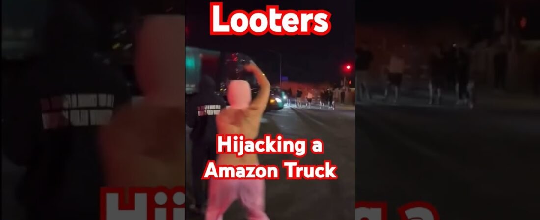 Crowd HIJACKS an Amazon Delivery BIG RIG Semi Delivery Truck!!