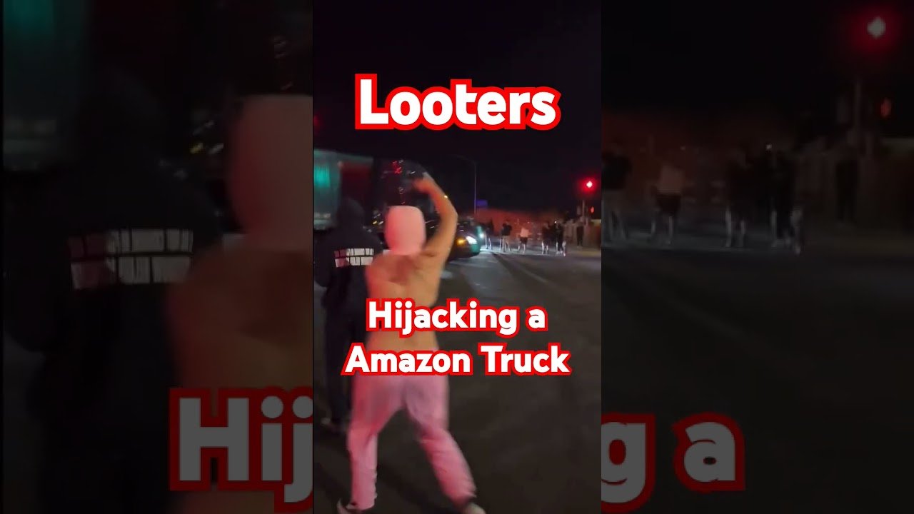 Crowd HIJACKS an Amazon Delivery BIG RIG Semi Delivery Truck!!