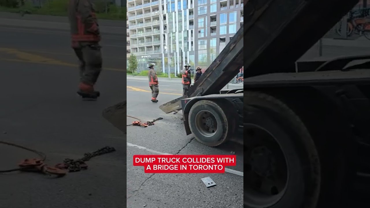 DUMP TRUCK SPLIT IN HALF! Bridges are a real threat to big rig truckers around the world.