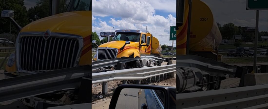 FUEL TRUCK CRASH. LOVES TRUCK  LOST CONTROL. THIS IS WHY FUEK COSTS SO MUCH.