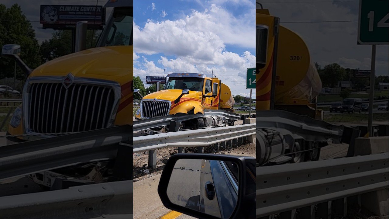 FUEL TRUCK CRASH. LOVES TRUCK  LOST CONTROL. THIS IS WHY FUEK COSTS SO MUCH.