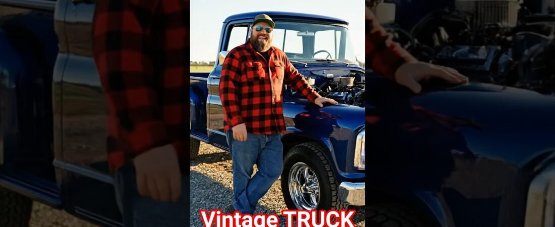 Fat American Guy Advertising a Vintage Truck #truck #truckinglife #vintage #automobile #truckdriver
