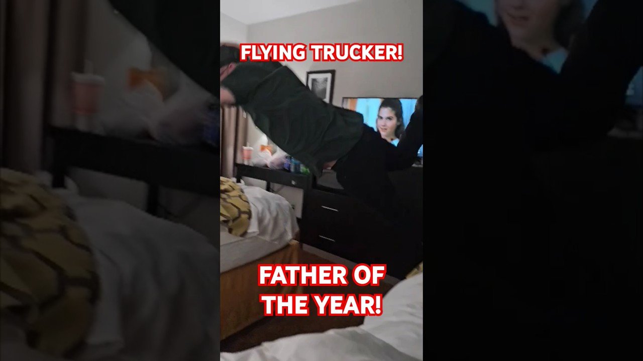 Father Teaches Son how to Fly. FLYING TRUCKER! Dad of the year! Is this too DANGEROUS?