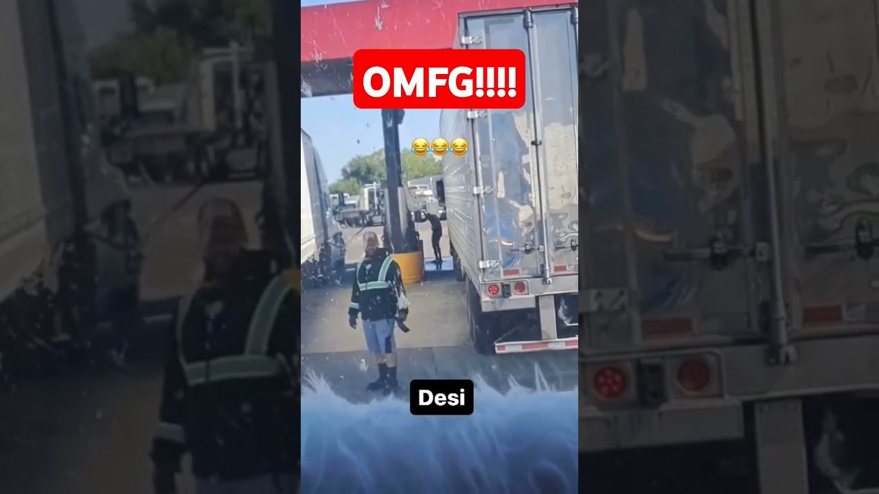 Full Grown Trucker Showering AT THE PUMP?!?!?!? What would male him think it’s OK?