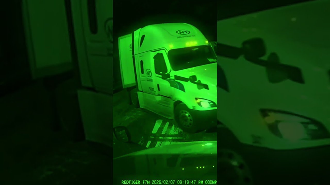 HIT AND RUN AT THE TRUCKSTOP CAUGHT ON NIGHT VISION CAMERA.