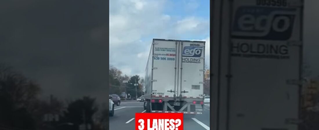 HOW IS THIS TRAILER TAKING IS 3 WHOLE LANES? Is this safe? IS this legal?