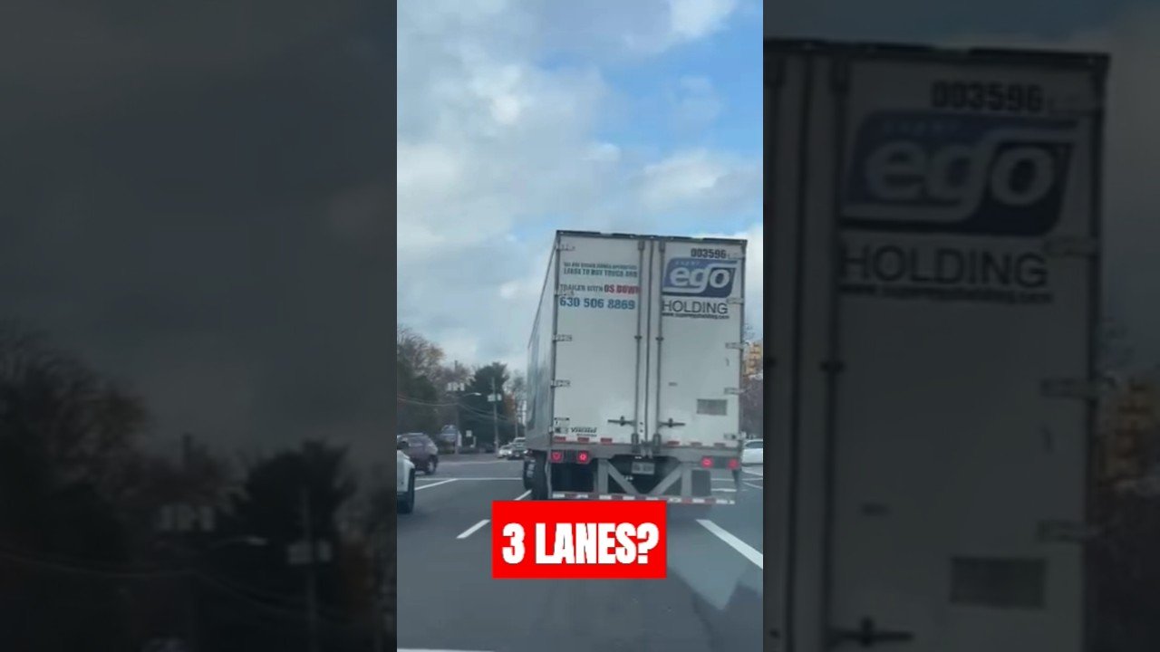 HOW IS THIS TRAILER TAKING IS 3 WHOLE LANES? Is this safe? IS this legal?