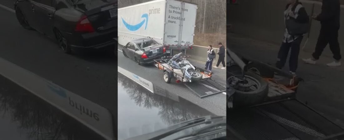 Harley Davidson TOTALED By an Amazon Truck. This is dangerous out here.