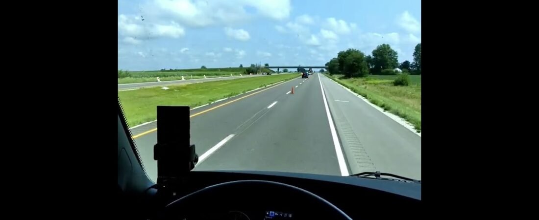 He is just standing ON THE ROAD right there. The most dangerous this you can do on a highway.