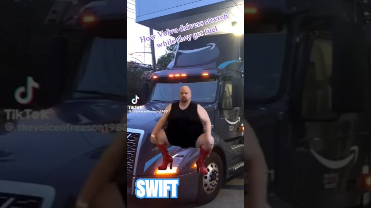 I CAUGHT AN ACTUAL VOLOVO DRIVER STRETCHING WHILE GETTING FUEL. This amazing video!