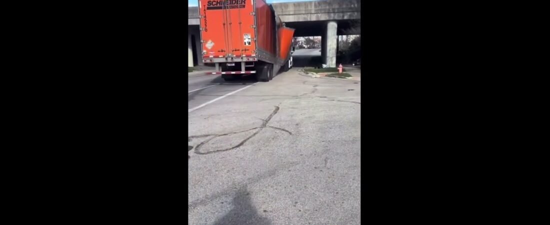 “It fits just fine now.” Trucker gives that bridge a second try to fit under it