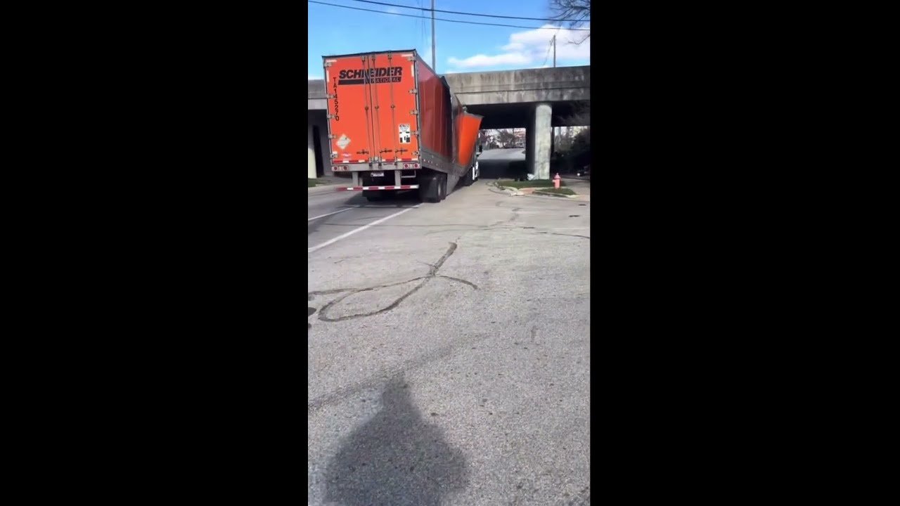 “It fits just fine now.” Trucker gives that bridge a second try to fit under it