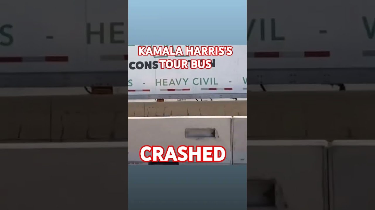 KAMALA HARRIS’S TOUR BUS CRASHED. See her campaign tour bus upside down on the highway.