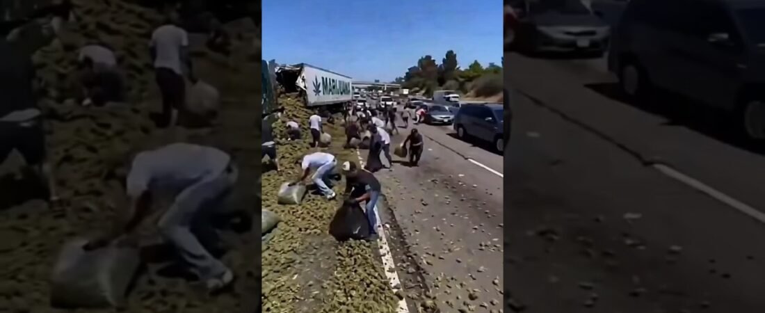 Locals help clean up after load spilled on a Kansas City highway!