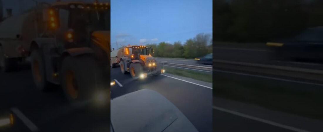 Nothing beats a John Deere! Not even on the highway.