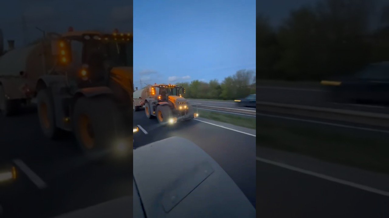 Nothing beats a John Deere! Not even on the highway.