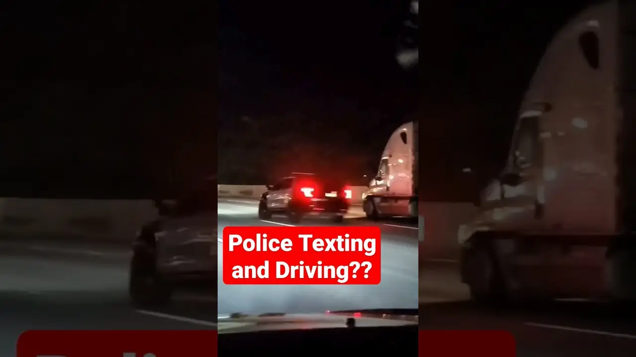 Police Texting and Driving. Almost took out a Big Rig Driver on the Highway. Double Standards Folks!