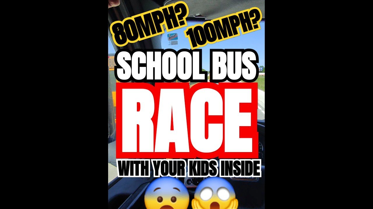 SCHOOL BUS RACE WITH YOUR KIDS INSIDE ON THE HIGHWAY! Welcome to America.