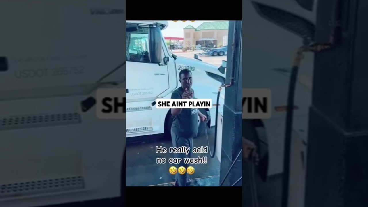 She is fed up and ain’t playin’ no more. Look how the ladies get it done at the truck stop.