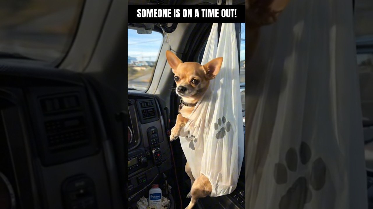 Someone got themself a timeout! Even Trucker Dogs have to obey the Rules of the Road!