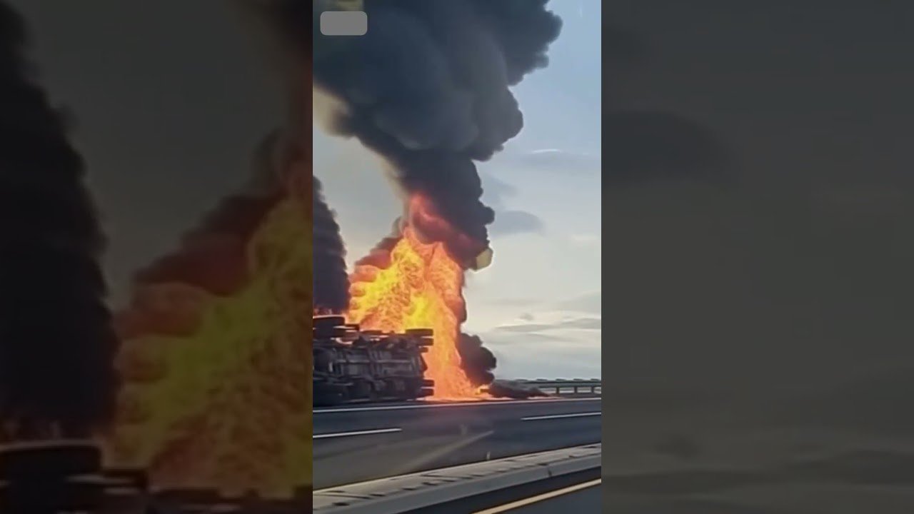 THIS SEMI TRUCK CRASH LOOKS LIKE A SCENE FROM A WAR MOVIE.
