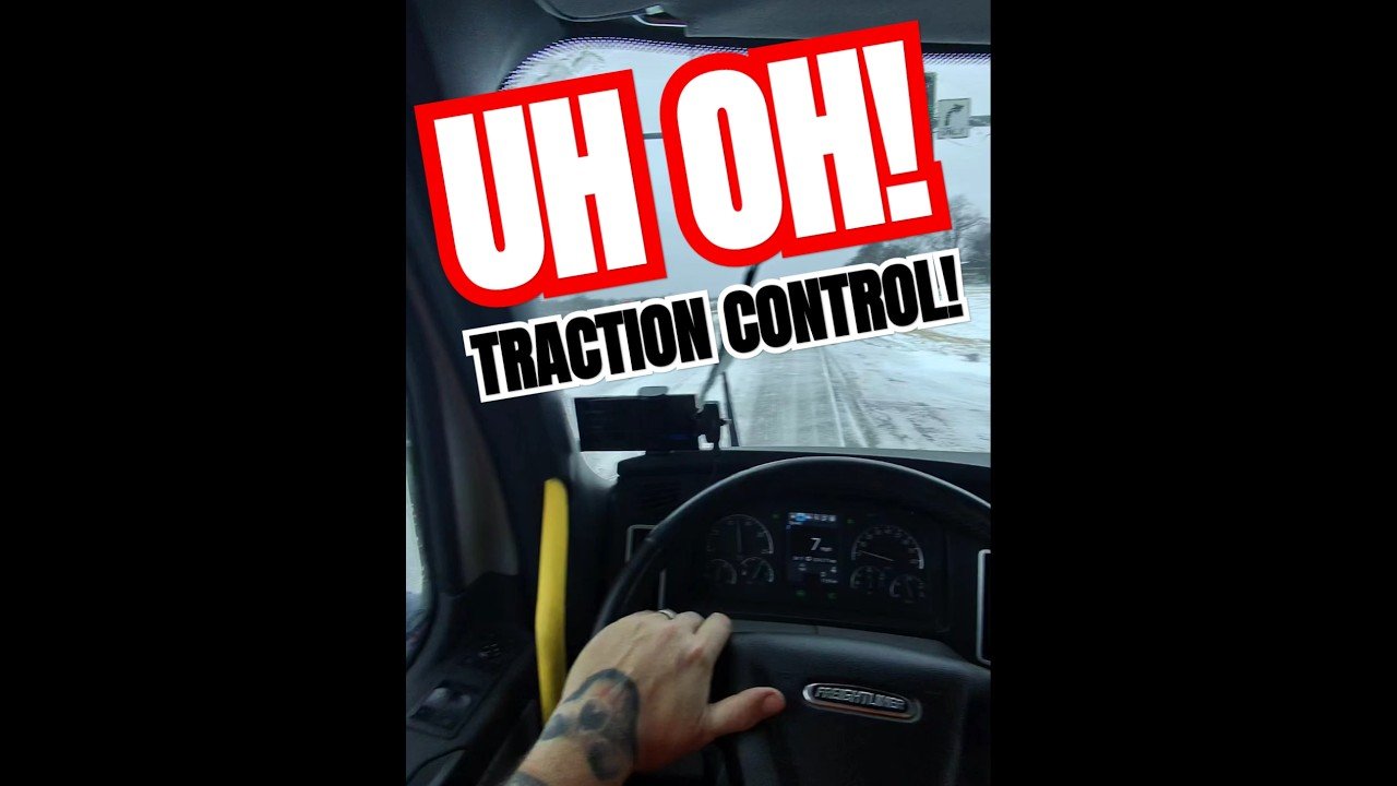 TRACTION CONTROL in a Semi Truck on the ice snow. This is what makes trucking fun.