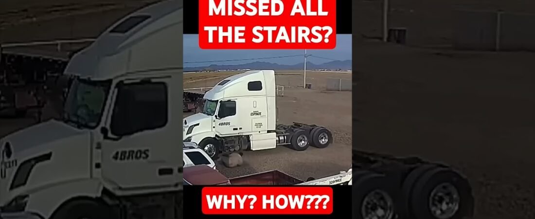 TRUCK DRIVER MISSED ALL THE STAIRS getting out of his truck