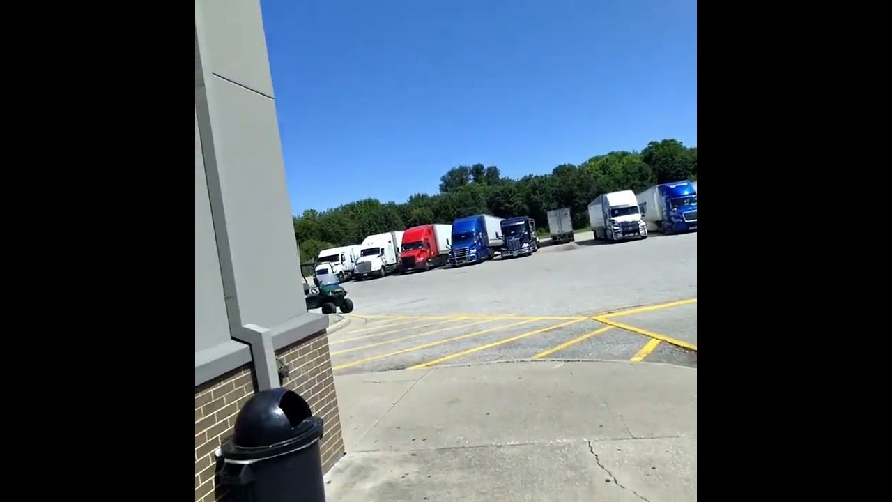 TRUCKER ALMOST KILLS ME! High-speed trucker driving through the truck stop. Never do this driver!