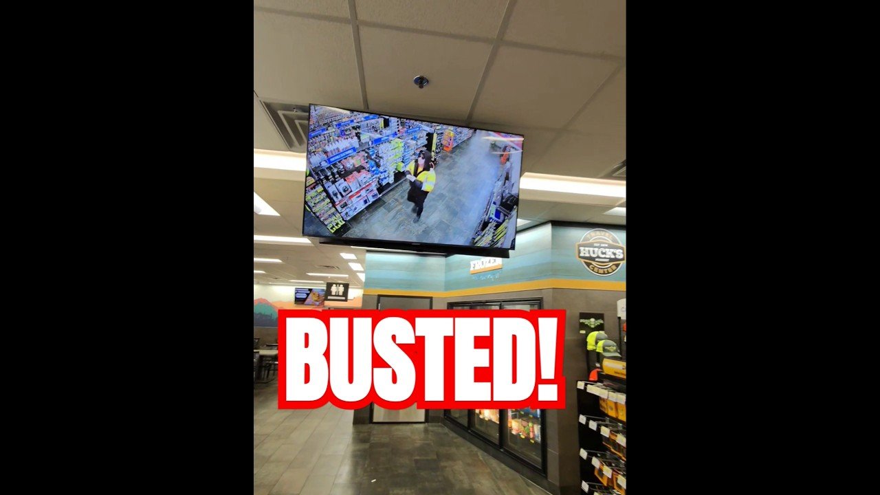 TRUCKER BUSTED AT THE TRUCK STOP! They caught this trucker on the security camera. SNEAKY PEOPLE!