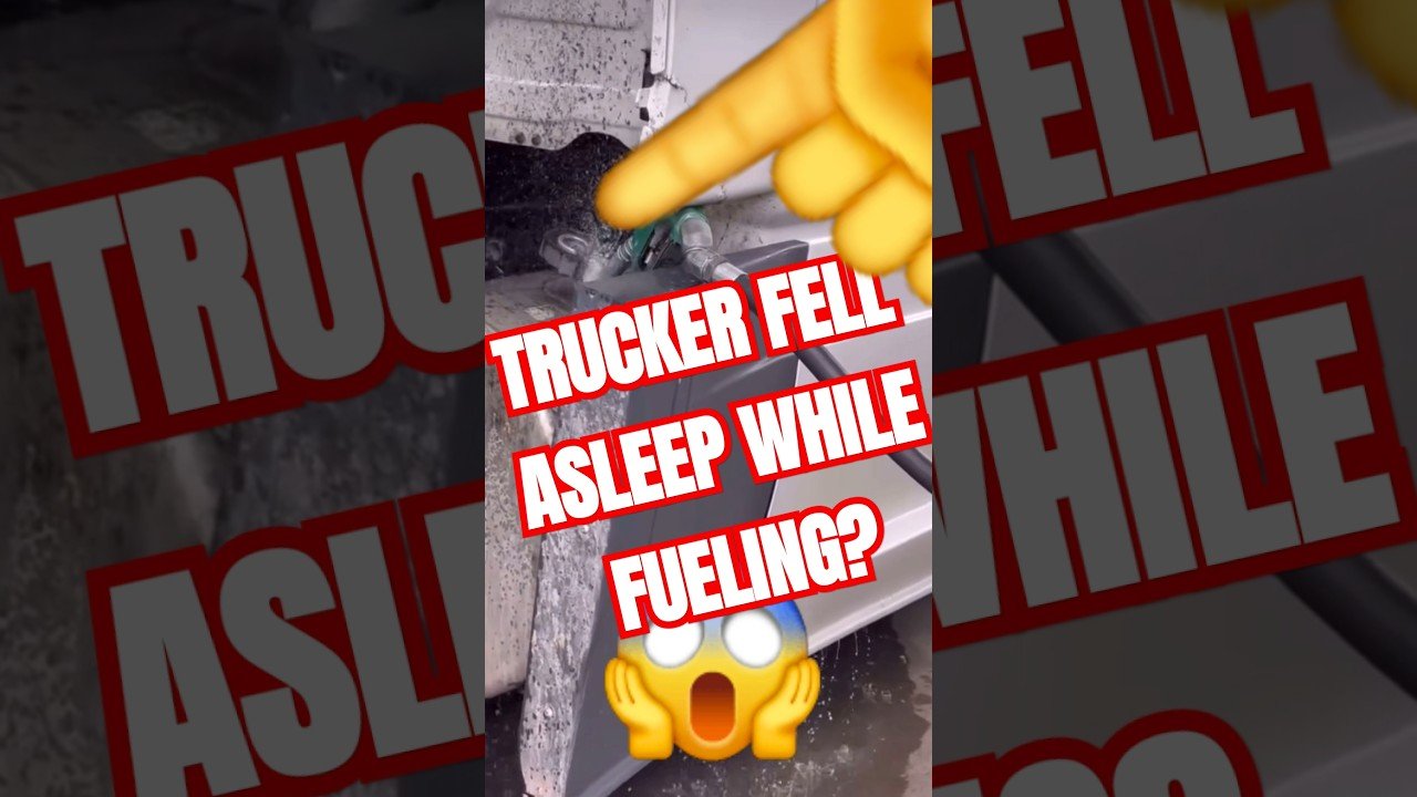 TRUCKER FELL ASLEEP WHILE FUELING? Diesel spills everywhere.