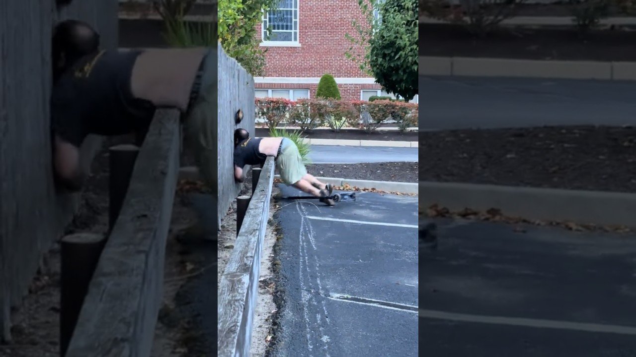 TRUCKER GETS A LITTLE EXCERSIZE AT THE TRUCK STOP.