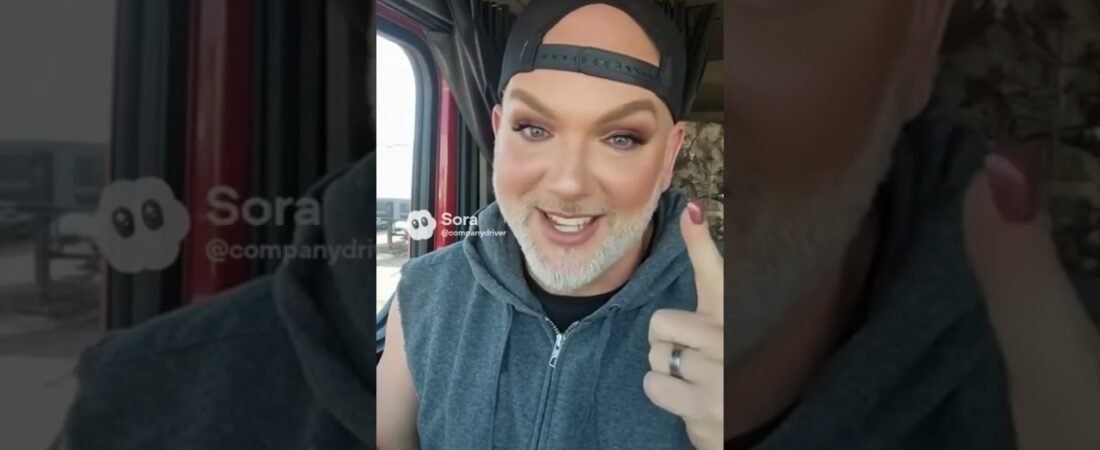 TRUCKER GIVES MAKUP TUTORIALS ON HIS BREAK TO PAY BILLS.