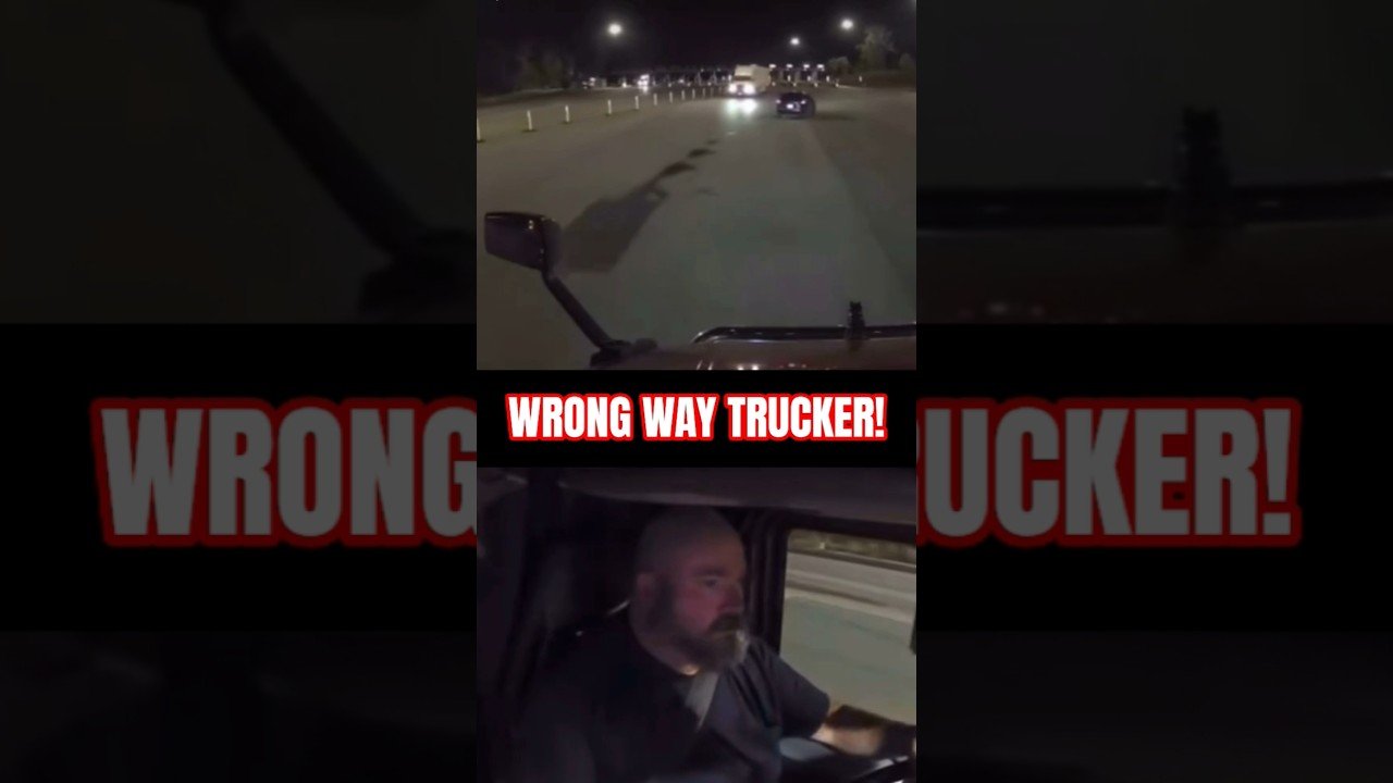 TRUCKER GOES THE WRONG WAY ON THW HIGHWAY. ENGLISH WOULD HAVE HELPED HIM.
